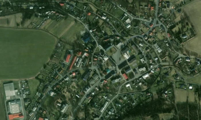 Kostel svatého Jiljí (Dvorce) – letecký pohled