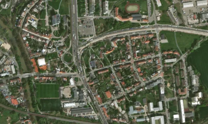 kostel svatého Jiljí (Komárov) – letecký pohled