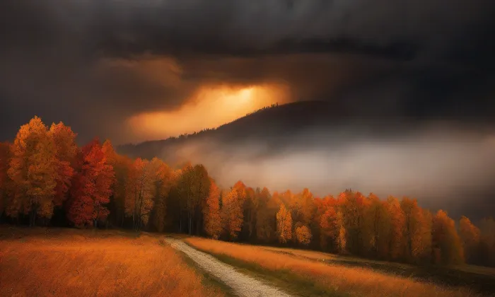 kostel svatého Jiljí (Komárov) – autumn