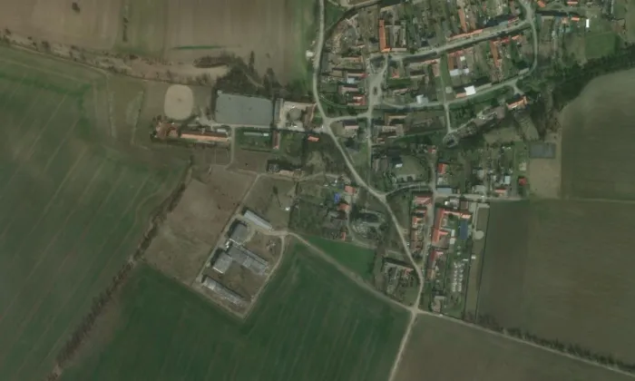 kostel svatého Jiljí (Našiměřice) – letecký pohled