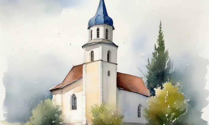 Kostel svatého Jiljí (Pardubičky) – akvarel
