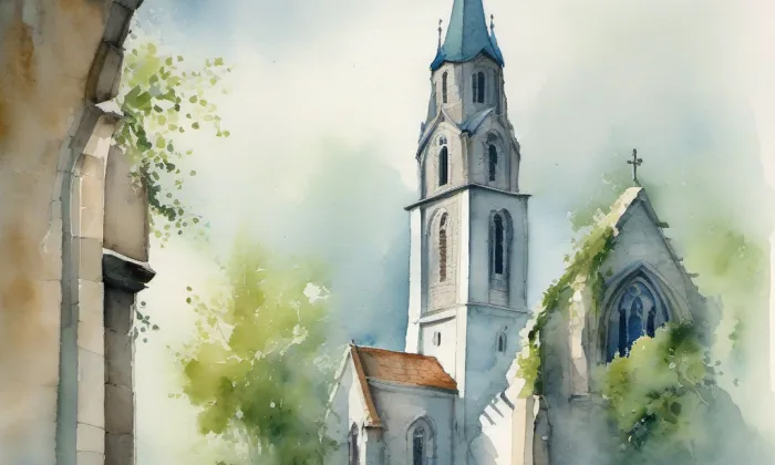 kostel svatého Jiljí (Zbraslav) – akvarel