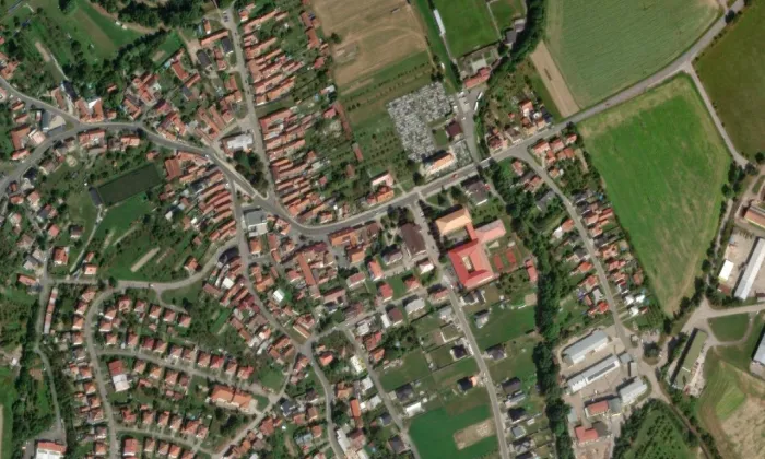 Kostel svatého Josefa (Štítná nad Vláří) – letecký pohled