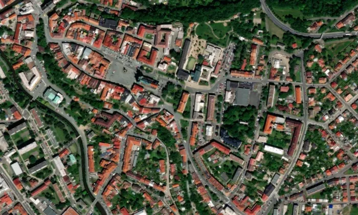 Kostel svatého Josefa (Chrudim II) – letecký pohled