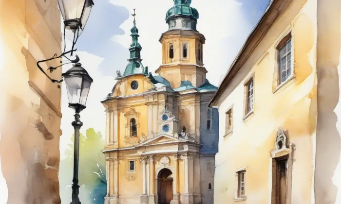 Kostel svatého Josefa (Krásná Lípa) – akvarel