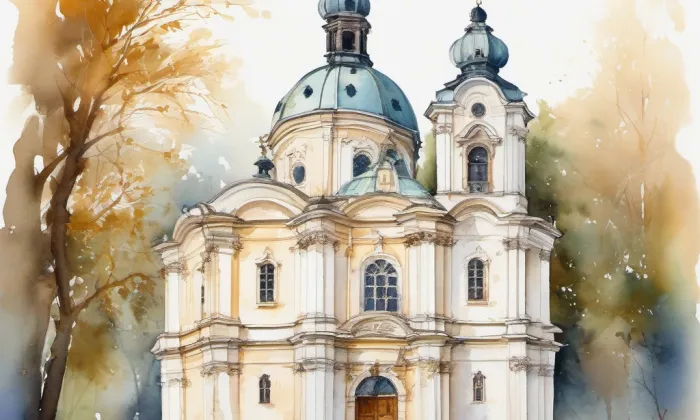 Kostel svatého Josefa (Krasice) – akvarel