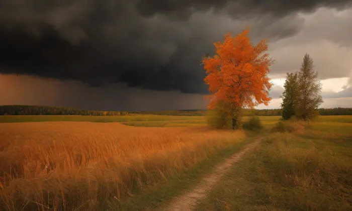 Kostel svatého Kříže (Sněžné) – autumn