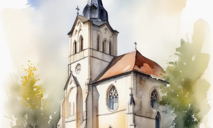 Kostel svatého Klimenta (Lipůvka) – akvarel