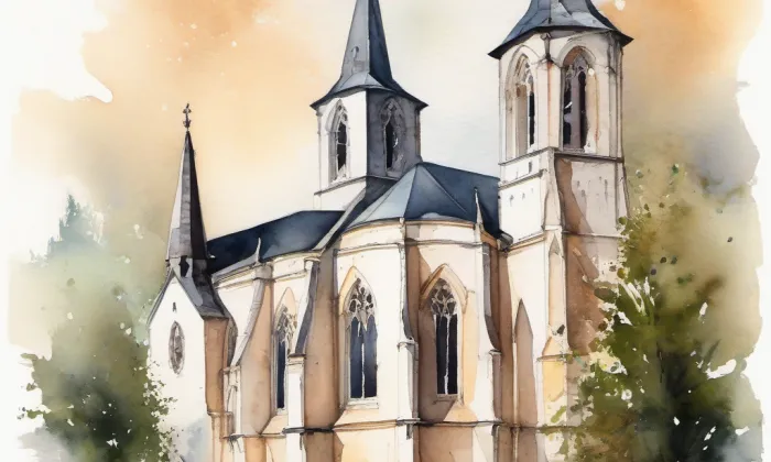 Kostel svatého Klimenta (Mirovice) – akvarel