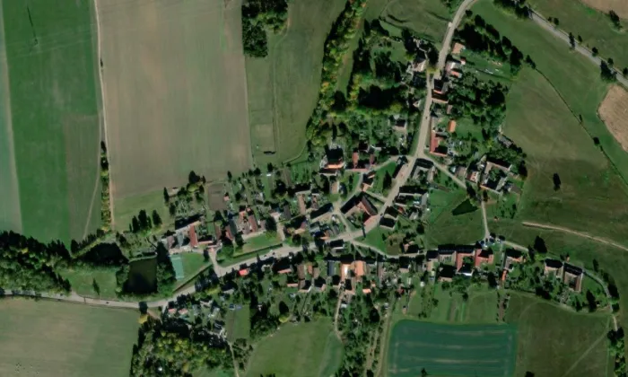 kostel svatého Lamberta – letecký pohled
