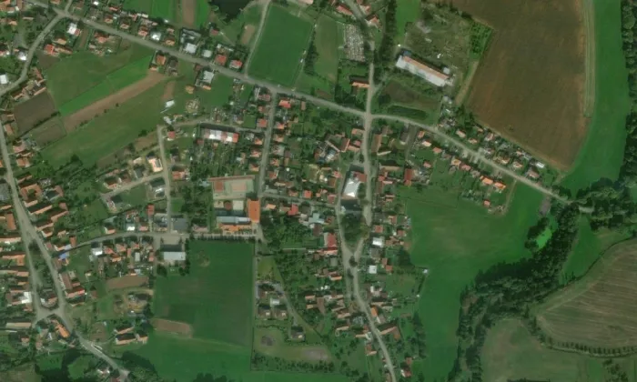 kostel svatého Martina (Horní Bory) – letecký pohled