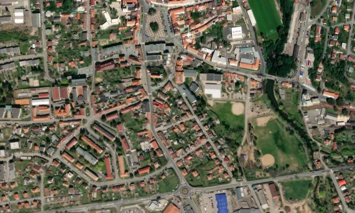 Kostel svatého Martina (Sedlčany) – letecký pohled