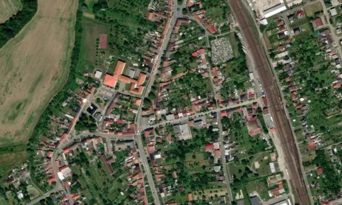 Kostel svatého Martina (Tlumačov) – letecký pohled