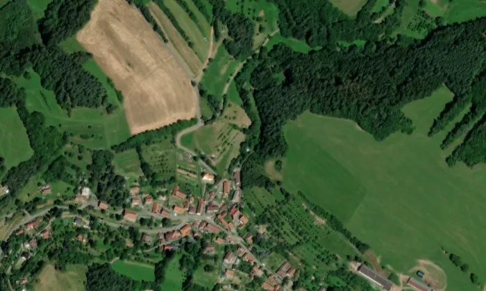 kostel svatého Martina (Věžná) – letecký pohled