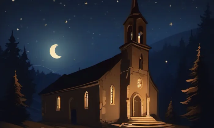 kostel svatého Martina (Věžná) – noc