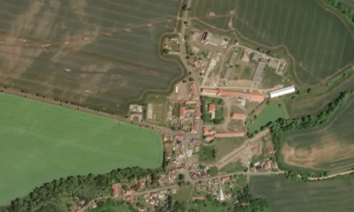 Kostel svatého Martina (Vidhostice) – letecký pohled