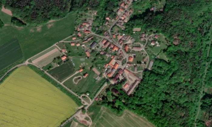 Kostel svatého Martina ve Vidimi – letecký pohled