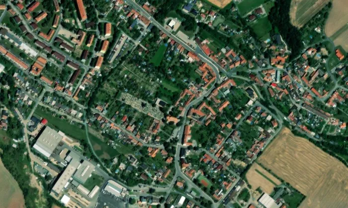 kostel svatého Martina z Tours (Zbýšov) – letecký pohled