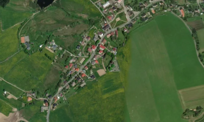 kostel svatého Matouše (Fryšava pod Žákovou horou) – letecký pohled