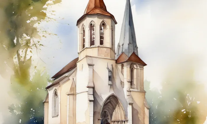 kostel svatého Matouše (Heršpice) – akvarel