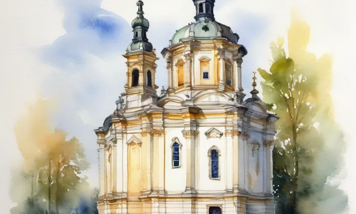 Kostel svatého Michaela archanděla (Vernéřovice) – akvarel