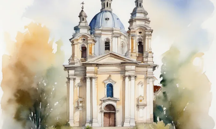 Kostel svatého Michaela archanděla (Otročín) – akvarel