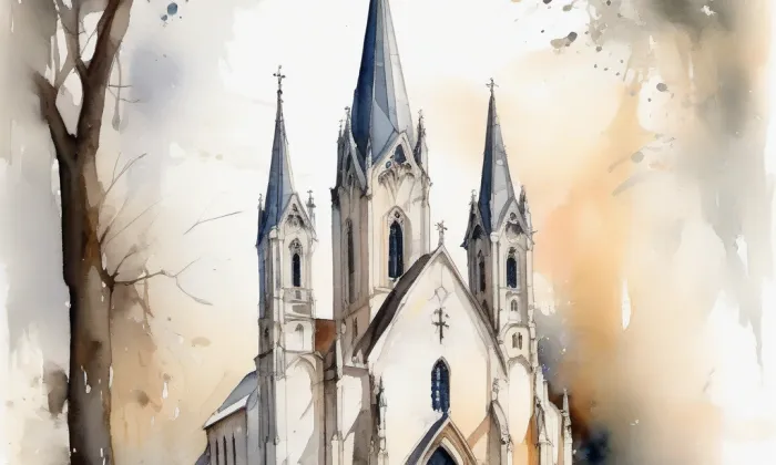 Kostel svatého Michaela archanděla (Libřice) – akvarel