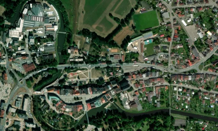 Kostel svatého Mikuláše (Jaroměř) – letecký pohled