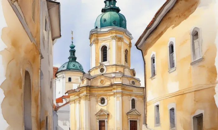 Kostel svatého Mikuláše (Mikulov) – akvarel