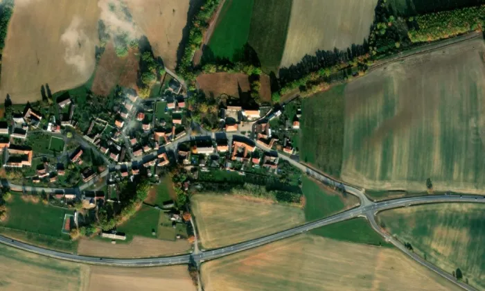 Kostel svatého Mikuláše (Němčice) – letecký pohled
