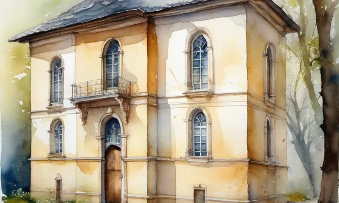 Kostel svatého Mikuláše (Nepomyšl) – akvarel