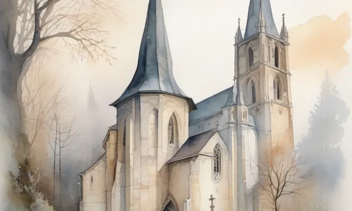 Kostel svatého Mikuláše (Pernarec) – akvarel