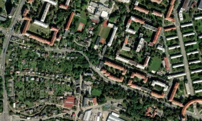 kostel svatého Mikuláše (Poruba) – letecký pohled