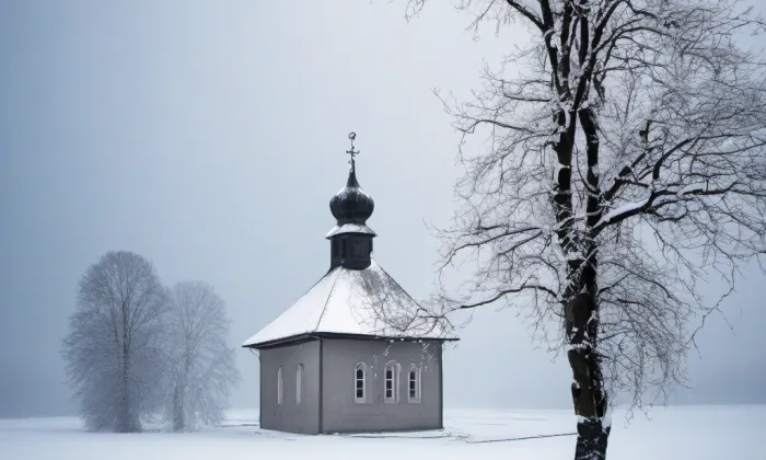 Kostel svatého Mikuláše v Třídomí – winter