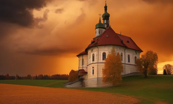 Kostel svatého Mikuláše ve Vlkovicích – autumn