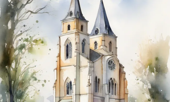 Kostel svatého Mořice (Annín) – akvarel