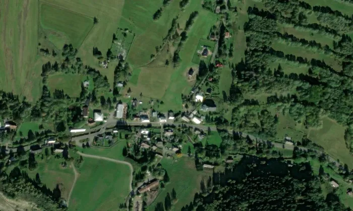 kostel svatého Ondřeje (Heřmanovice) – letecký pohled