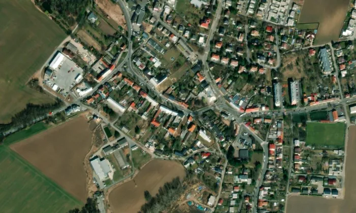 kostel svatého Ondřeje (Slavonín) – letecký pohled