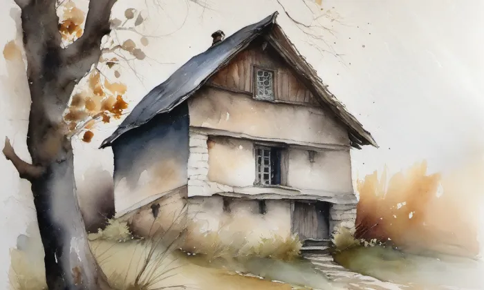 kostel svatého Osvalda (Milovice) – akvarel