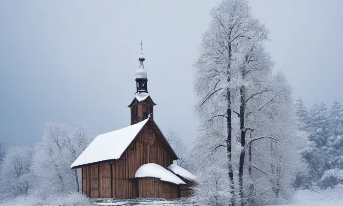 Kostel svatého Petra a Pavla (Albrechtice) – winter