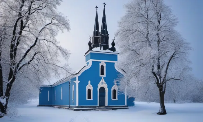 Kostel svatého Petra a Pavla (Brtev) – winter