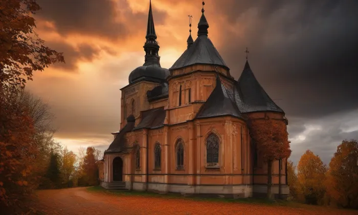 Kostel svatého Petra a Pavla (Horní Bobrová) – autumn