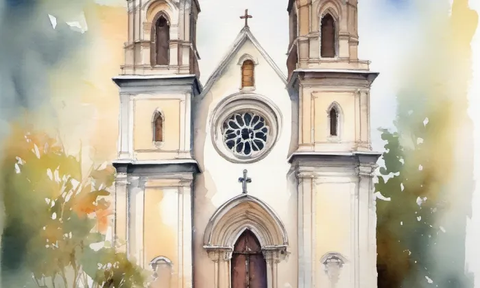 Kostel svatého Petra a Pavla (Kučerov) – akvarel