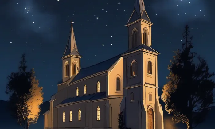 Kostel svatého Petra a Pavla (Liteň) – noc