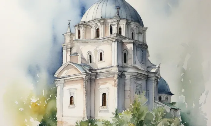 kostel svatého Petra a Pavla (Nová Říše) – akvarel