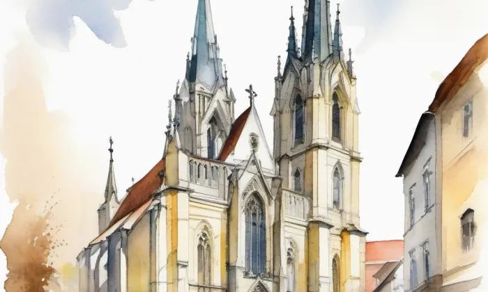 kostel svatého Petra a Pavla (Olomouc) – akvarel