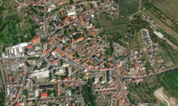 Kostel svatého Petra a Pavla (Podbořany) – letecký pohled