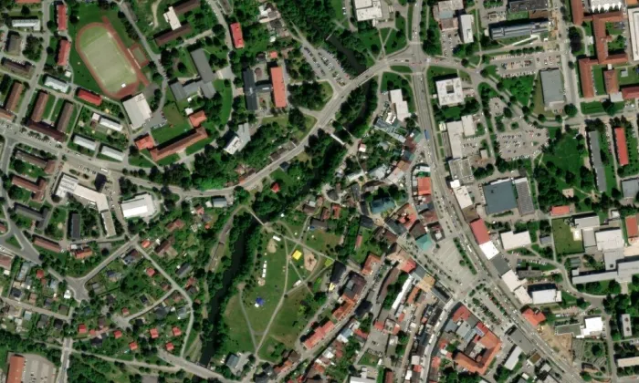 Kostel svatého Prokopa (Žďár nad Sázavou 1) – letecký pohled