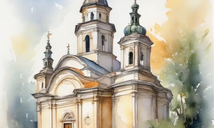 Kostel svatého Prokopa (Blažim) – akvarel