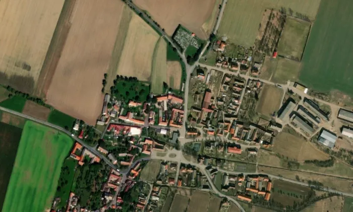 kostel svatého Prokopa (Domamil) – letecký pohled